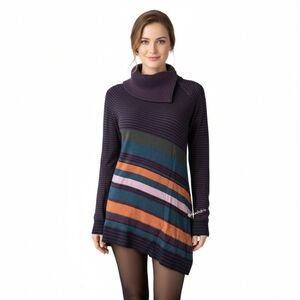 Smartwool Merino Wool Cascade Valley Tunic Sweater – Asymmetrical Hem Striped